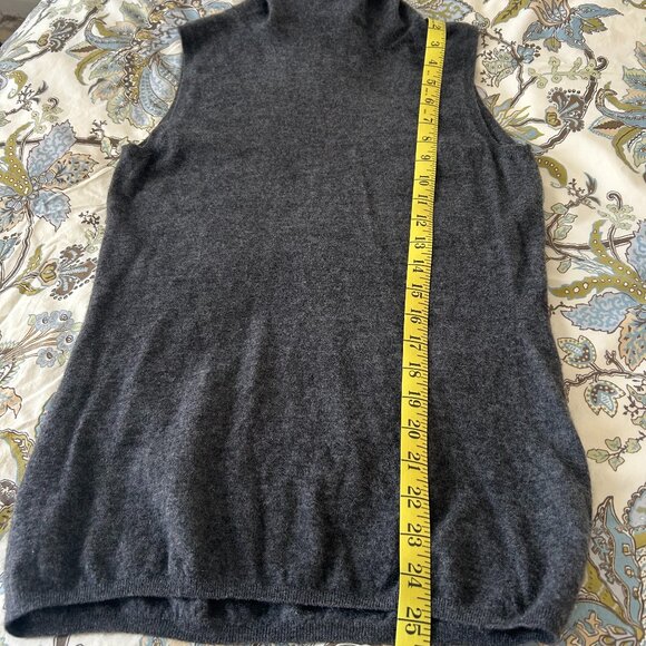FTC 100% Cashmere Dark Heather Gray Funnel Neck Tank Top Size Medium so soft! - Picture 5 of 7